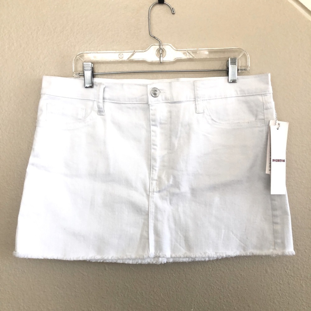 Hudson Jeans Vivid White Frayed Hem Denim Mini Skirt Size 32/XL